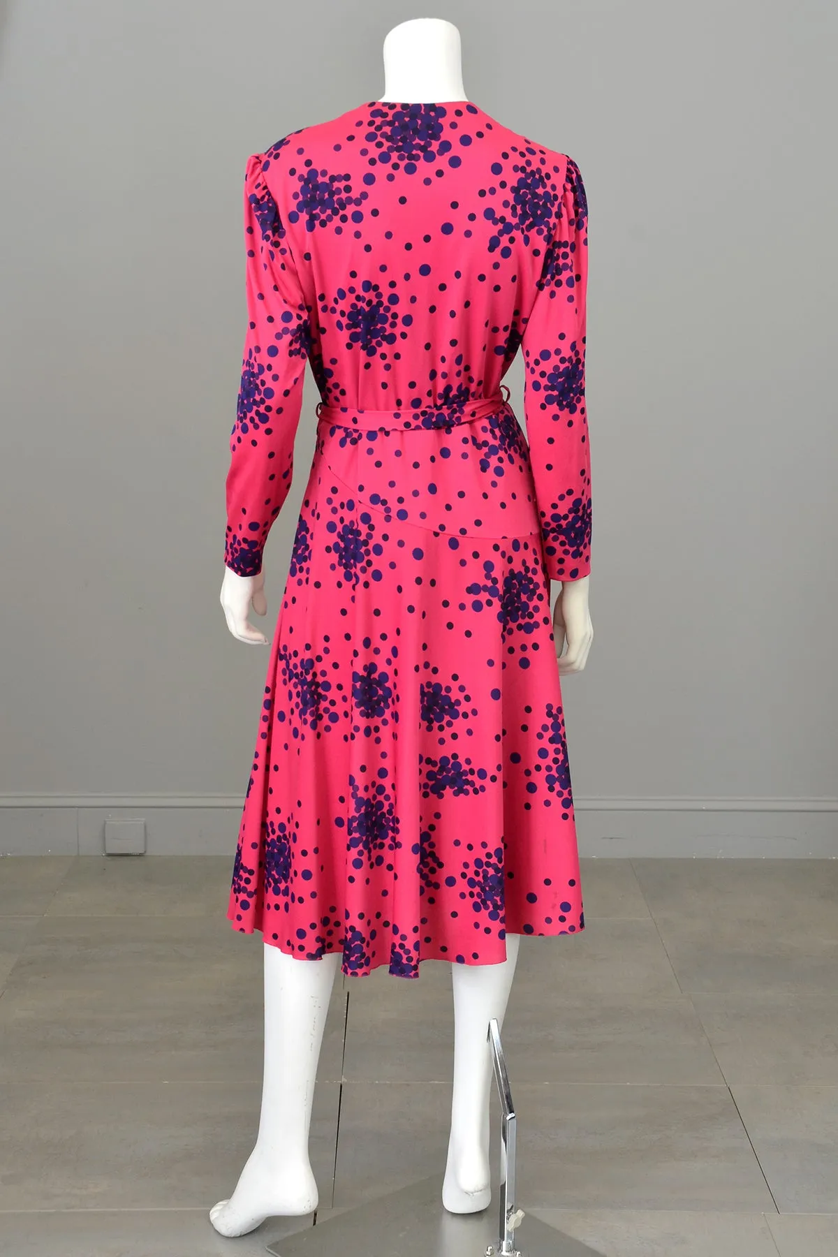 1970s Atomic Dots Wrap Front Disco Dress