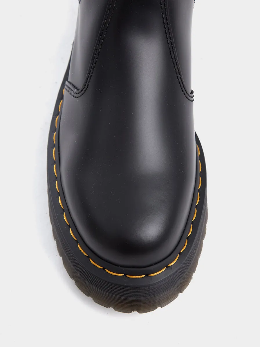 2976 Smooth Leather Platform Chelsea Boot, Black