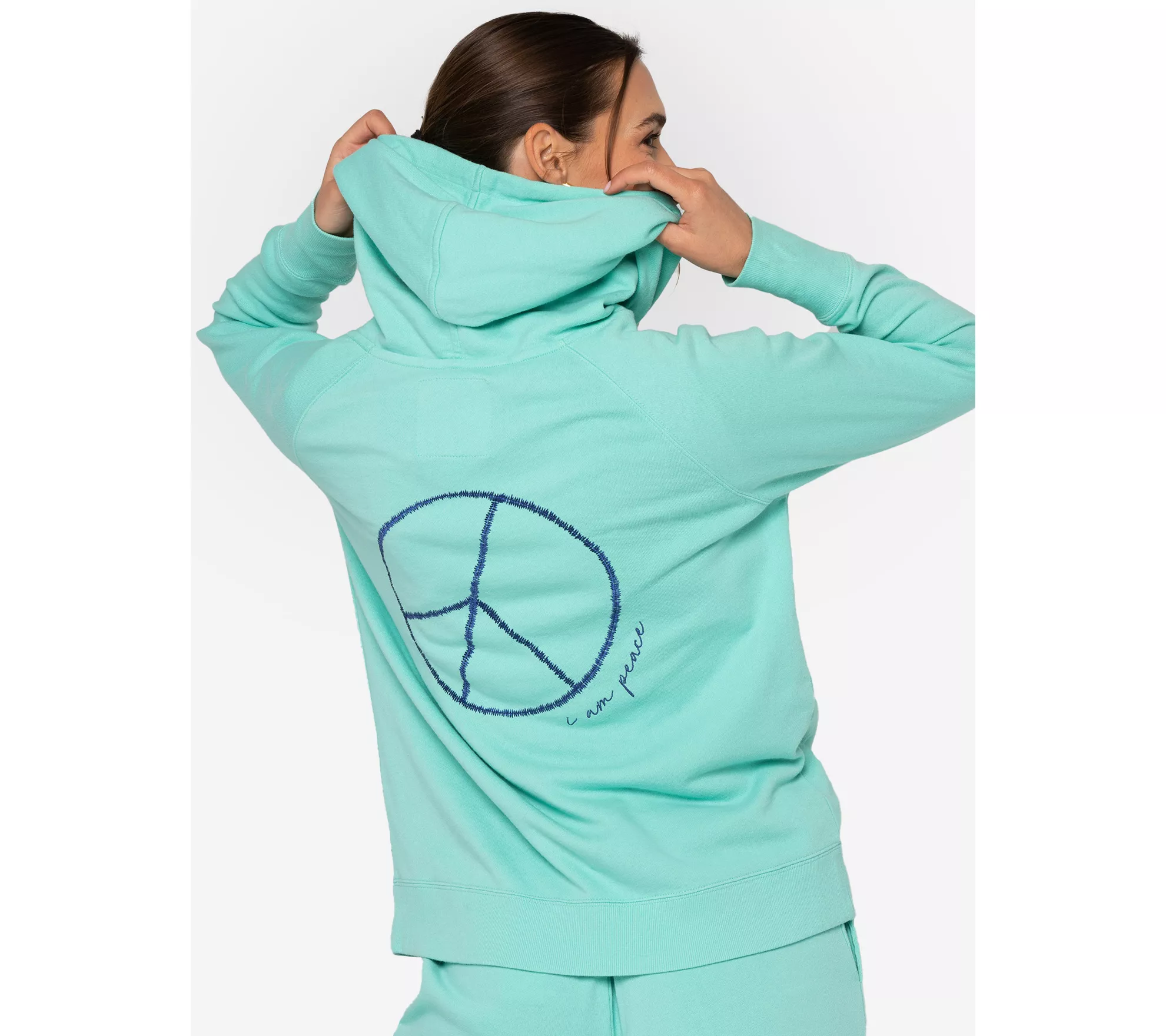 "As Is" Peace Love World French Terry Happy Travels Hoodie