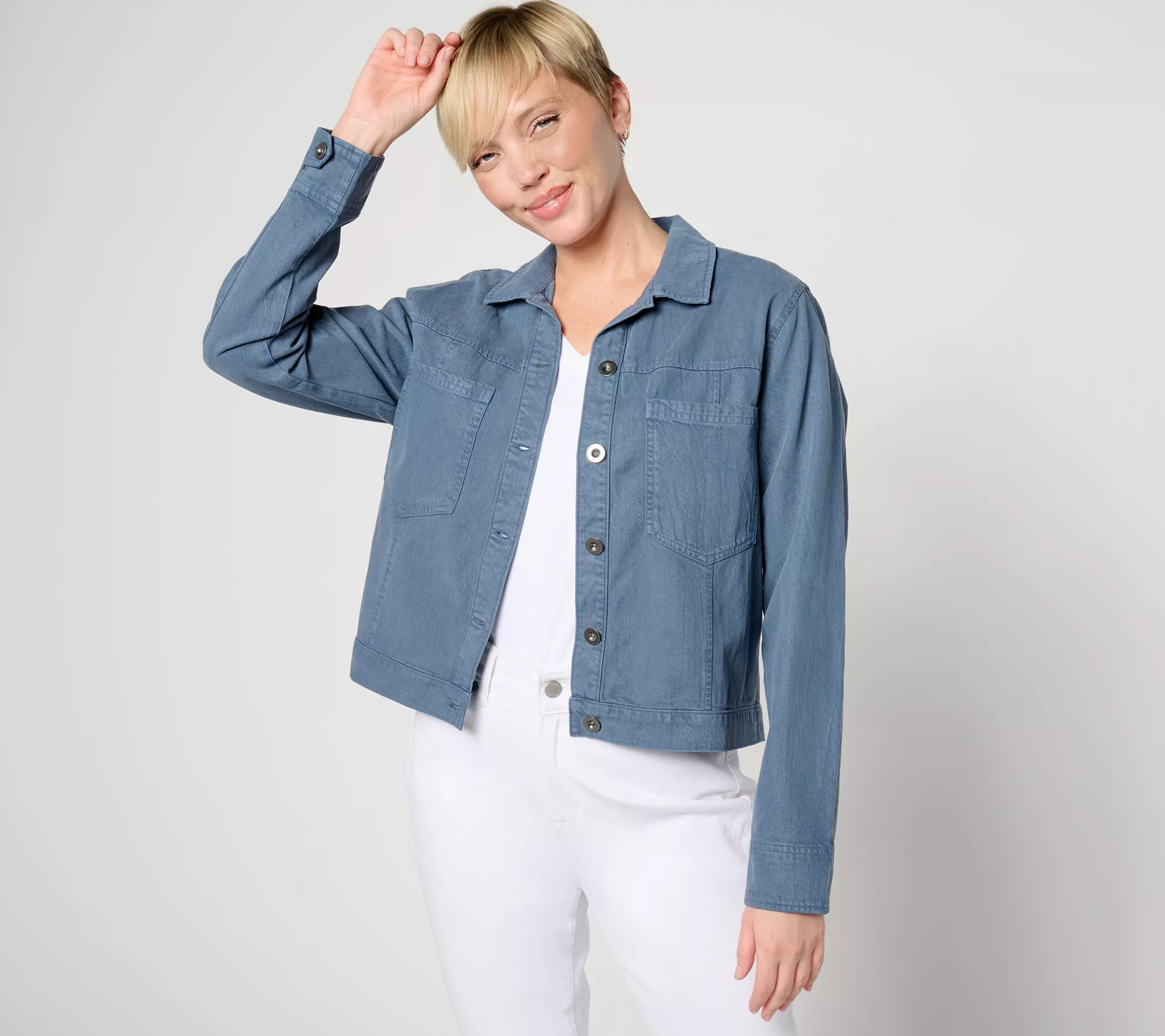 "As Is" Side Stitch Long Sleeve Seamed Jacket