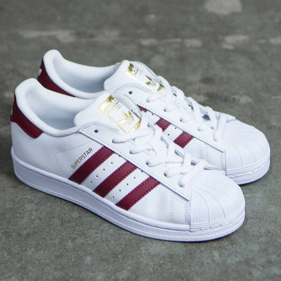 Adidas Big Kids Superstar Foundation (white / cardinal / gold metallic)