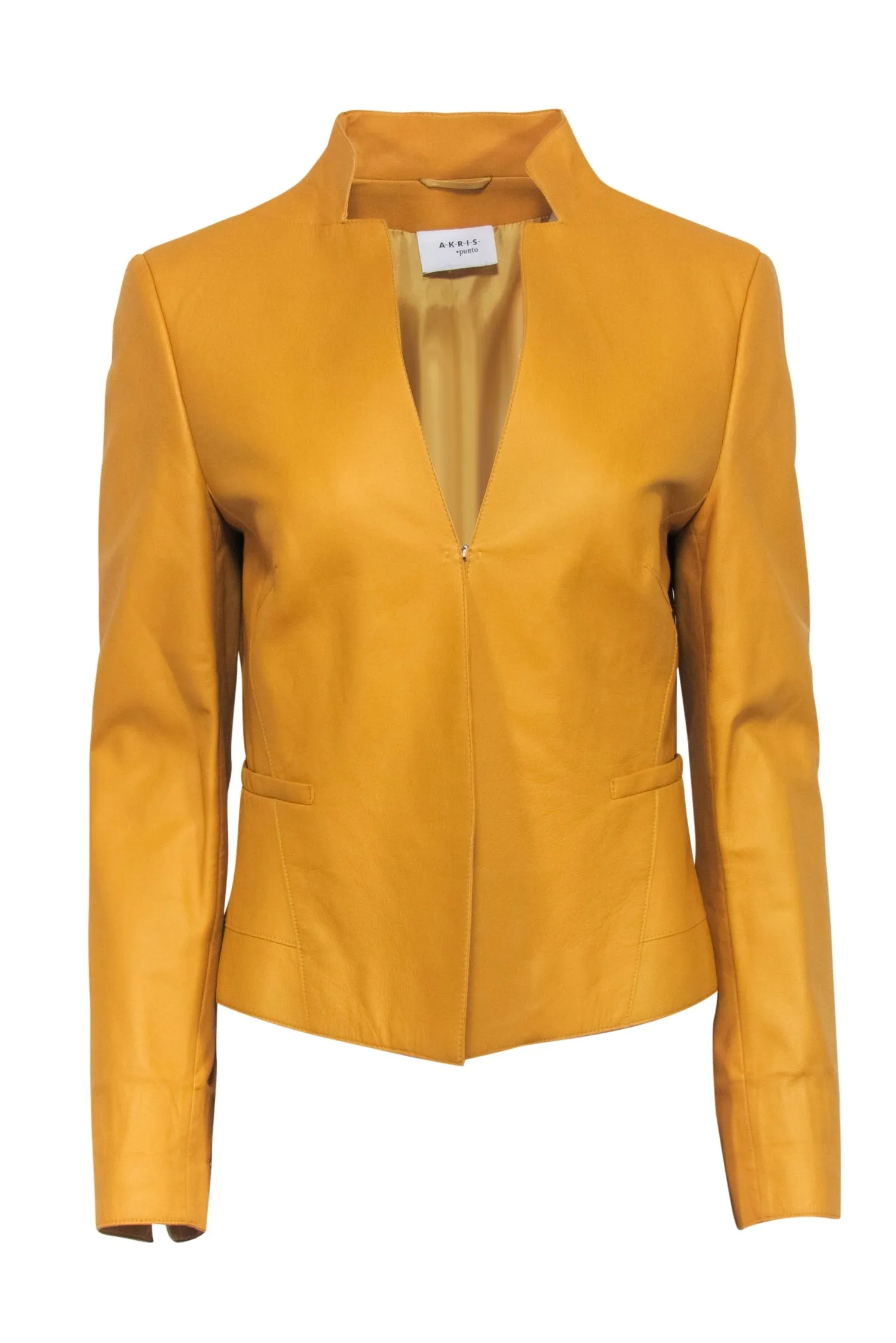 Akris Punto - Mustard Yellow Lamb Leather Jacket Sz 10