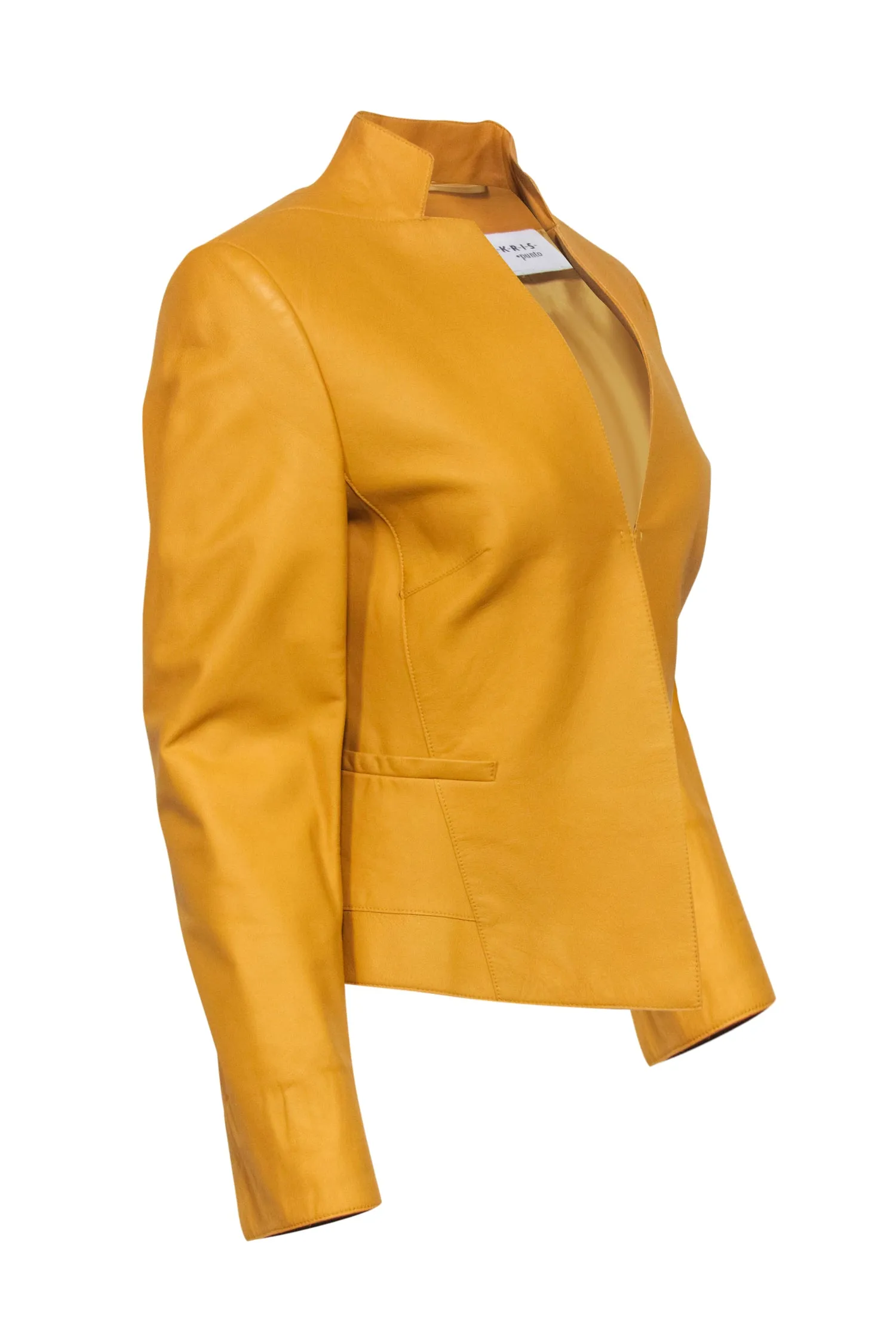 Akris Punto - Mustard Yellow Lamb Leather Jacket Sz 10