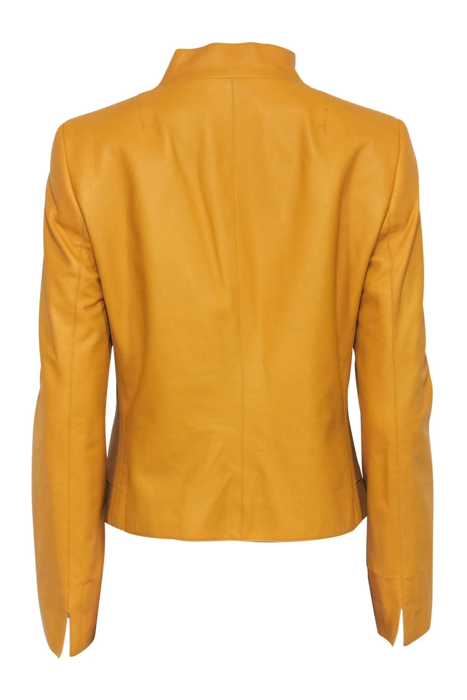 Akris Punto - Mustard Yellow Lamb Leather Jacket Sz 10