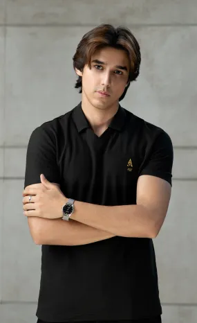 Alif Black Polo (V-Neck)