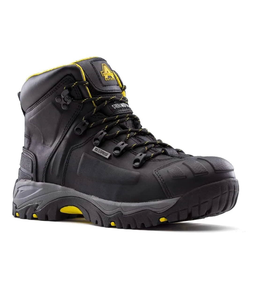 Amblers Mens Waterproof Wide Fit Leather Safety Boot (Black) - UTFS6559