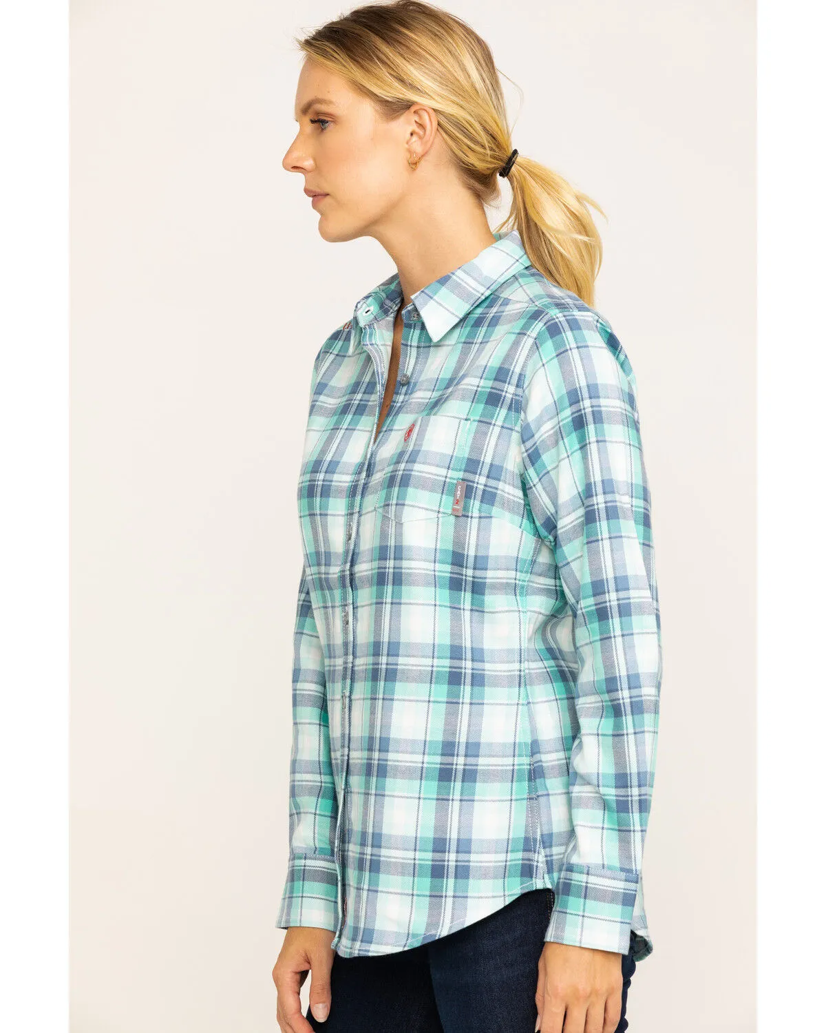 Ariat Women's Boot Barn Exclusive FR Gisela Plaid Print Long Sleeve Work Shirt