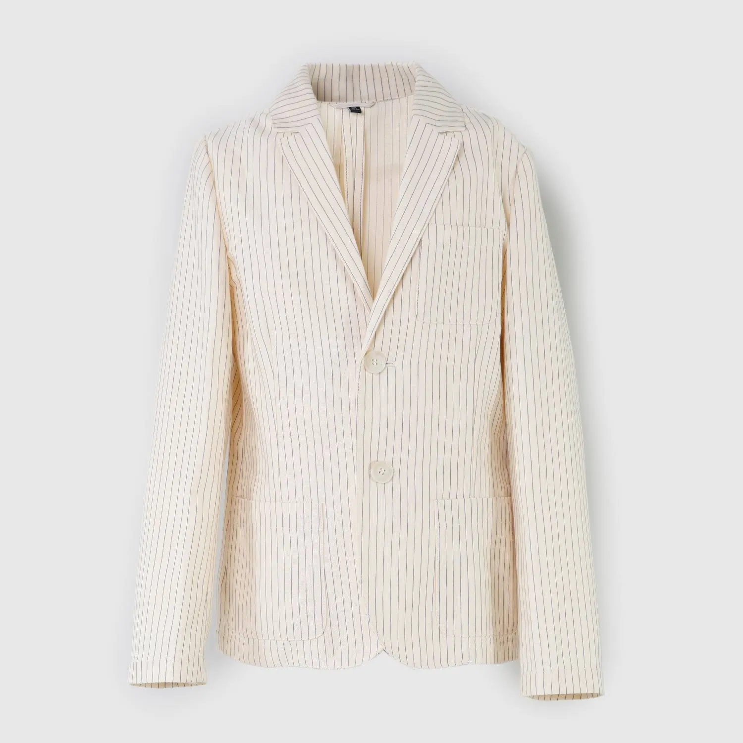 Armani Junior Blue And Beige Vertical Striped Jacket For Boy