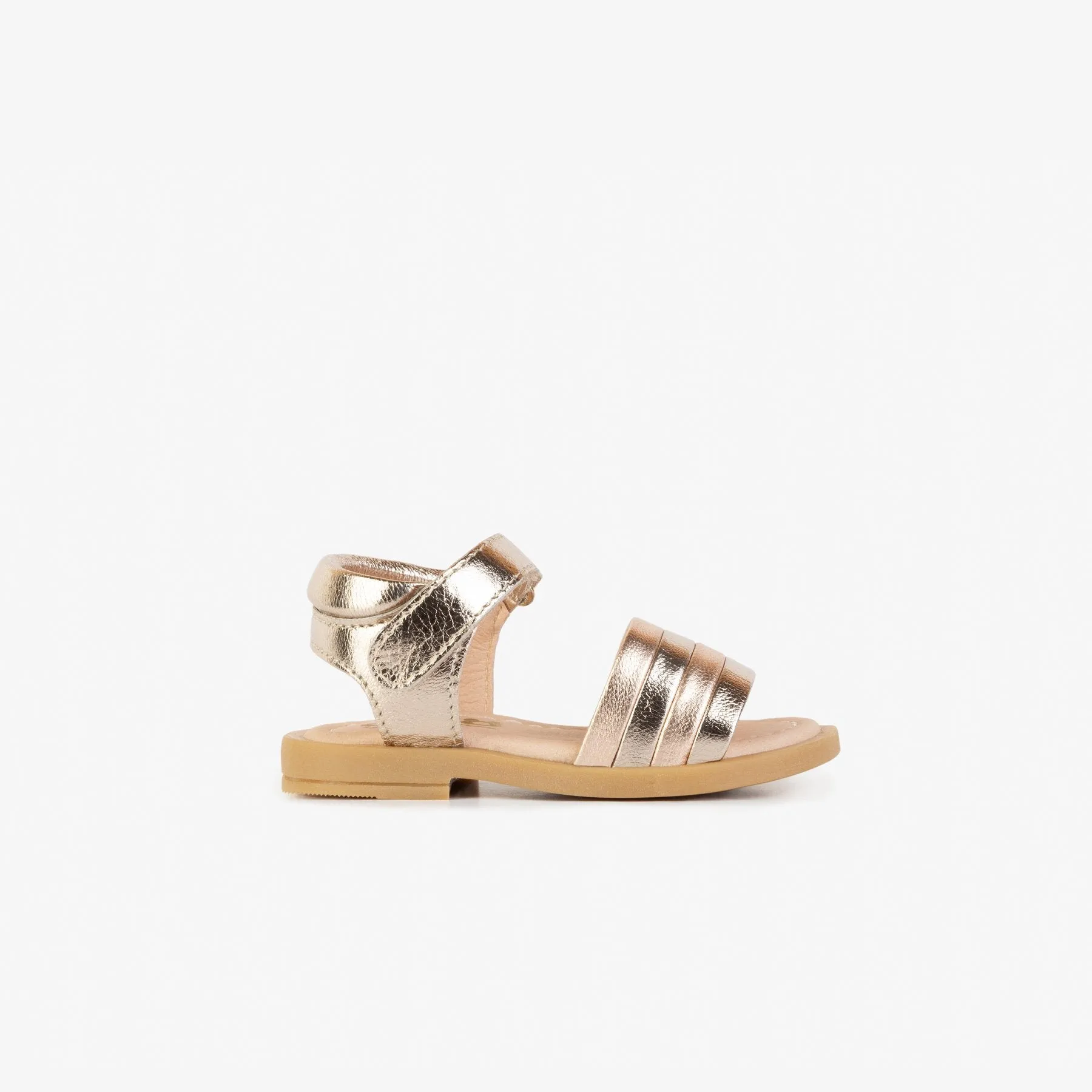 Baby's Platinum Leather Strips Sandals