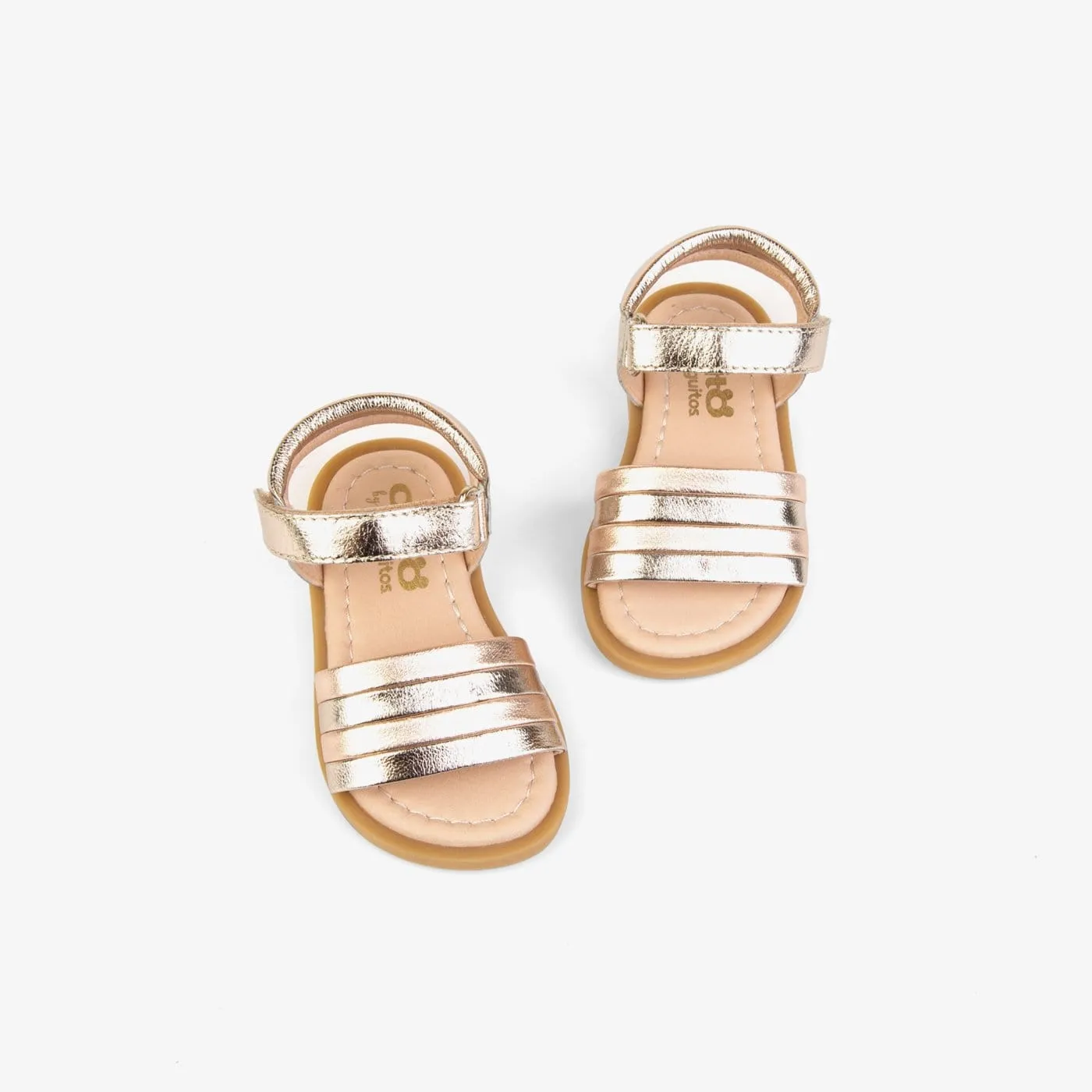 Baby's Platinum Leather Strips Sandals