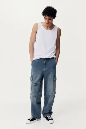 Baggy Cargo Jeans - Regular waist - Long - Denim blue - Men | H&M GB