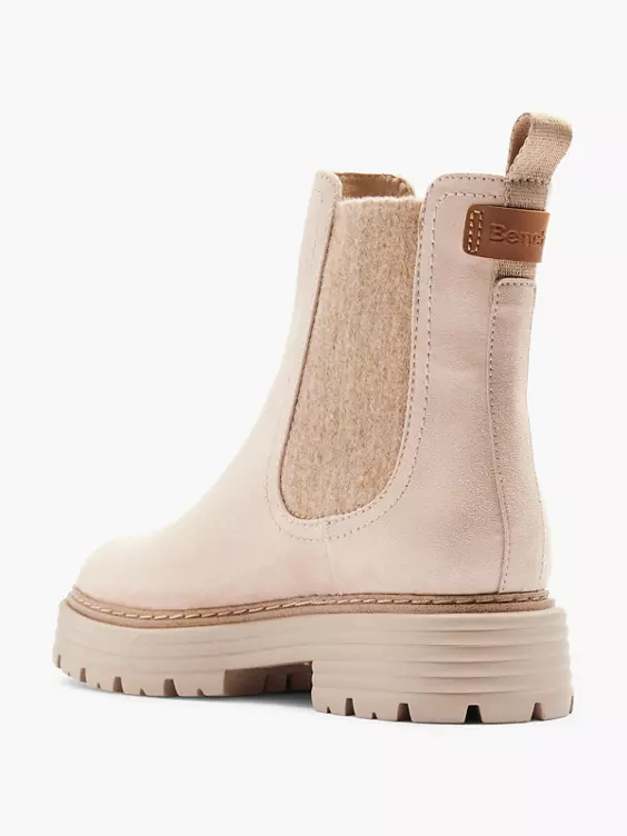 Bench  Beige Ankle Boot with Contrasting Panel Detail