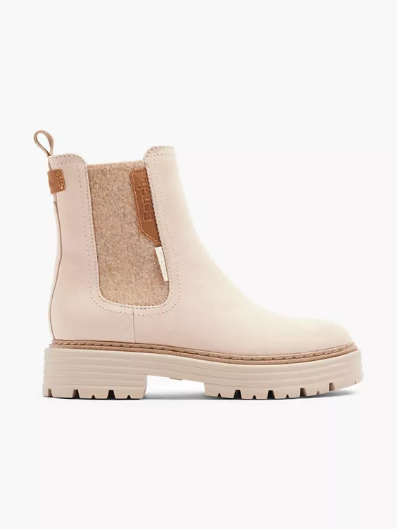 Bench  Beige Ankle Boot with Contrasting Panel Detail