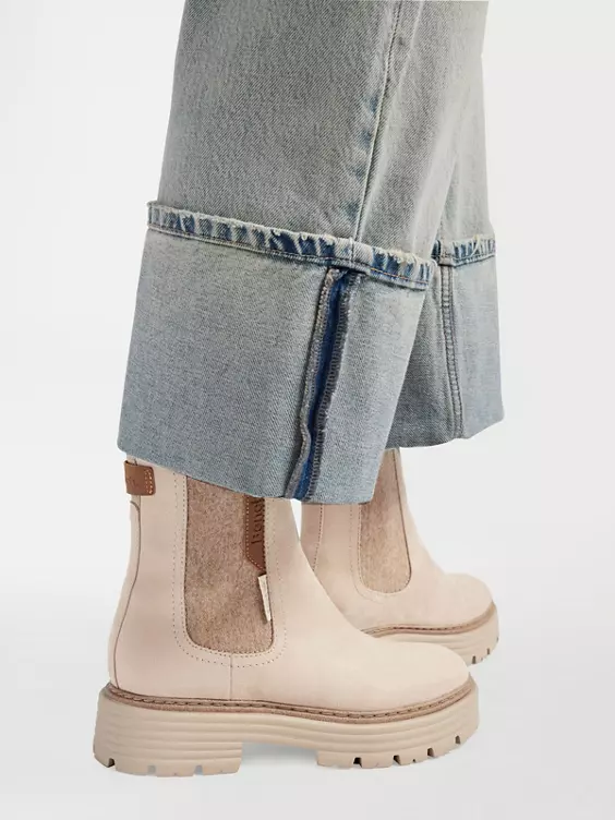 Bench  Beige Ankle Boot with Contrasting Panel Detail