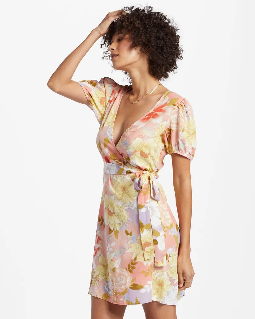 Billabong Hot Tropics Mini Wrap Dress - Sweet Peach