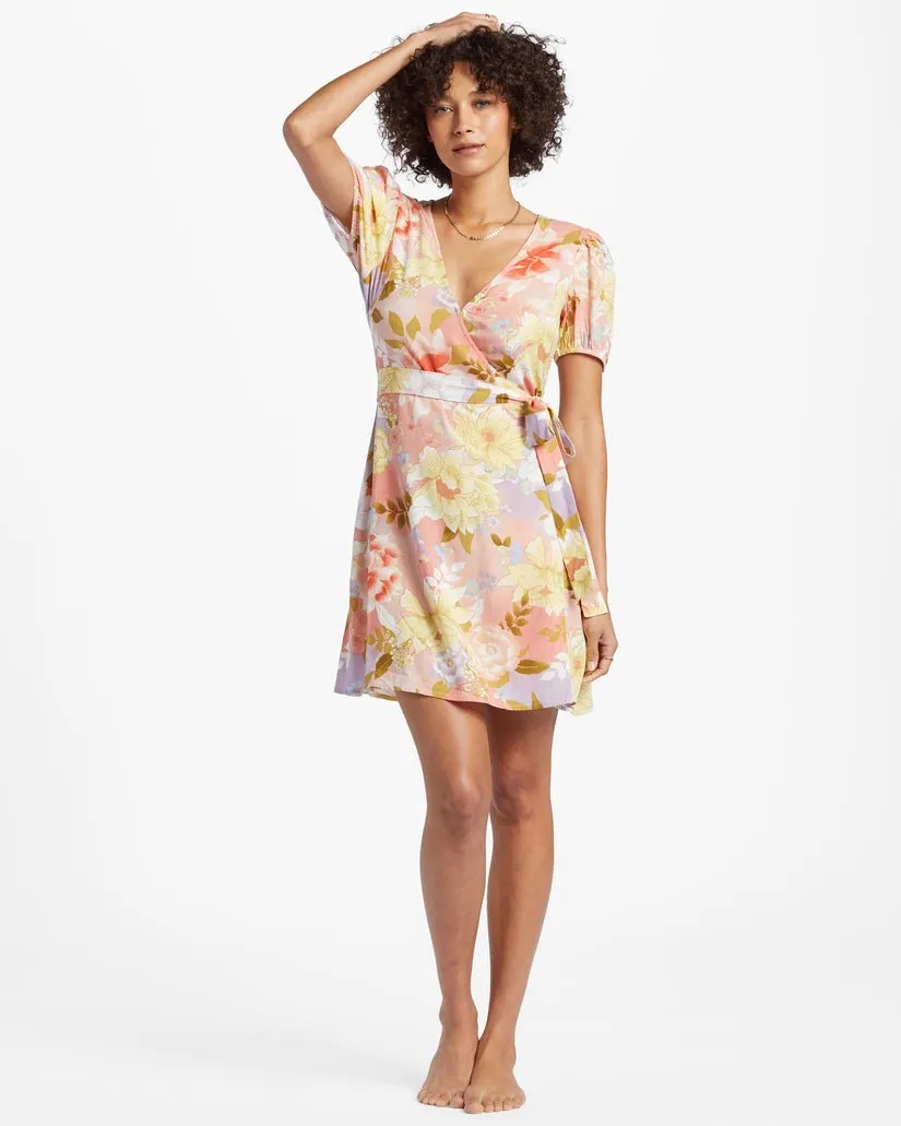 Billabong Hot Tropics Mini Wrap Dress - Sweet Peach