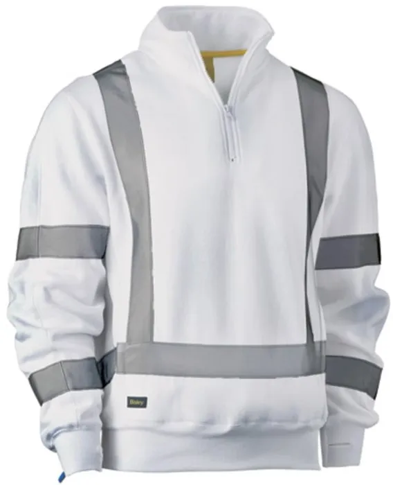 BISLEY X Taped White 1/4 Zip Pullover with Bio Motion Taping 300gsm