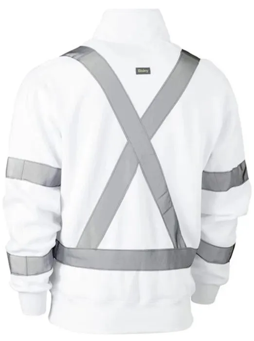 BISLEY X Taped White 1/4 Zip Pullover with Bio Motion Taping 300gsm