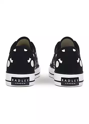 Black Canvas Lo Canvas Spot Trainers by Radley London | Look Again