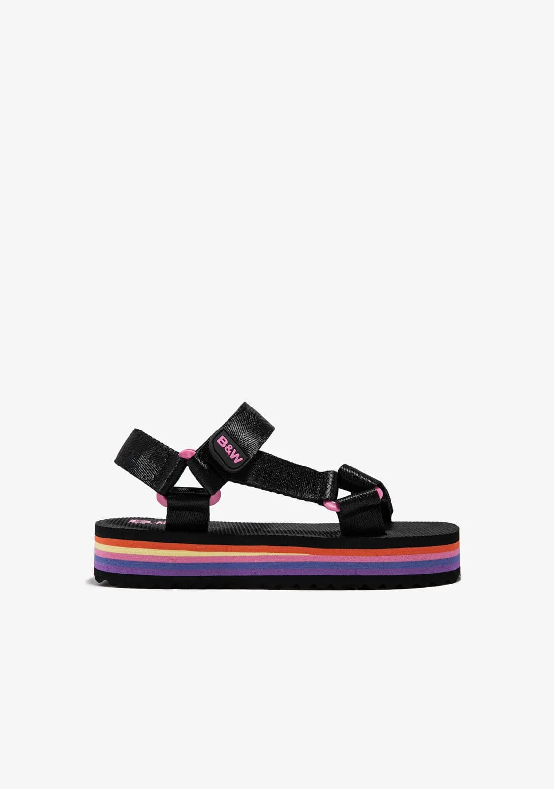 Black Platform Sandals B&W