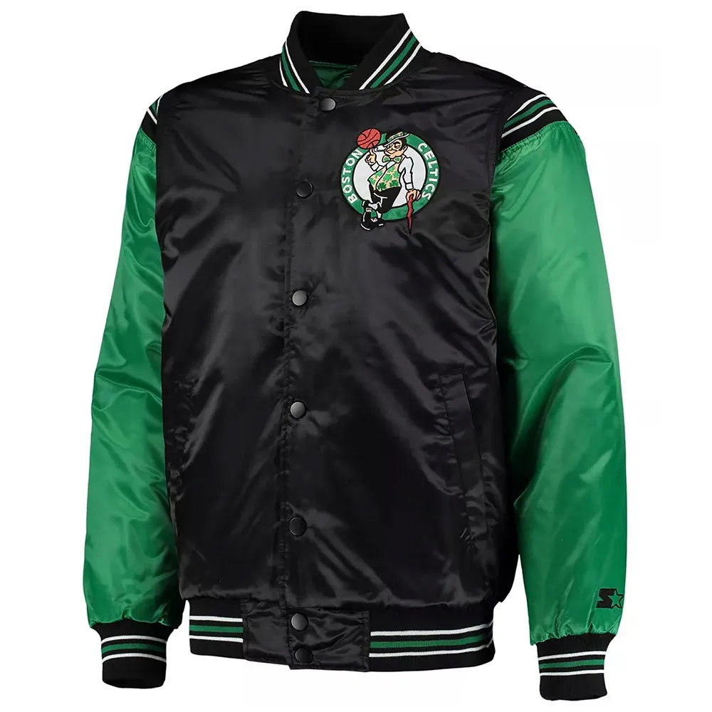 Boston Celtics The Enforcer Black/Kelly Green Varsity Satin Jacket