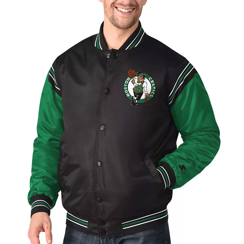 Boston Celtics The Enforcer Black/Kelly Green Varsity Satin Jacket