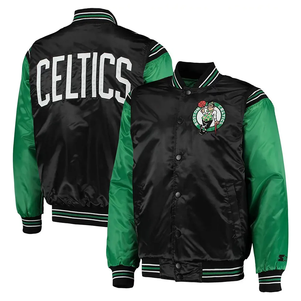 Boston Celtics The Enforcer Black/Kelly Green Varsity Satin Jacket