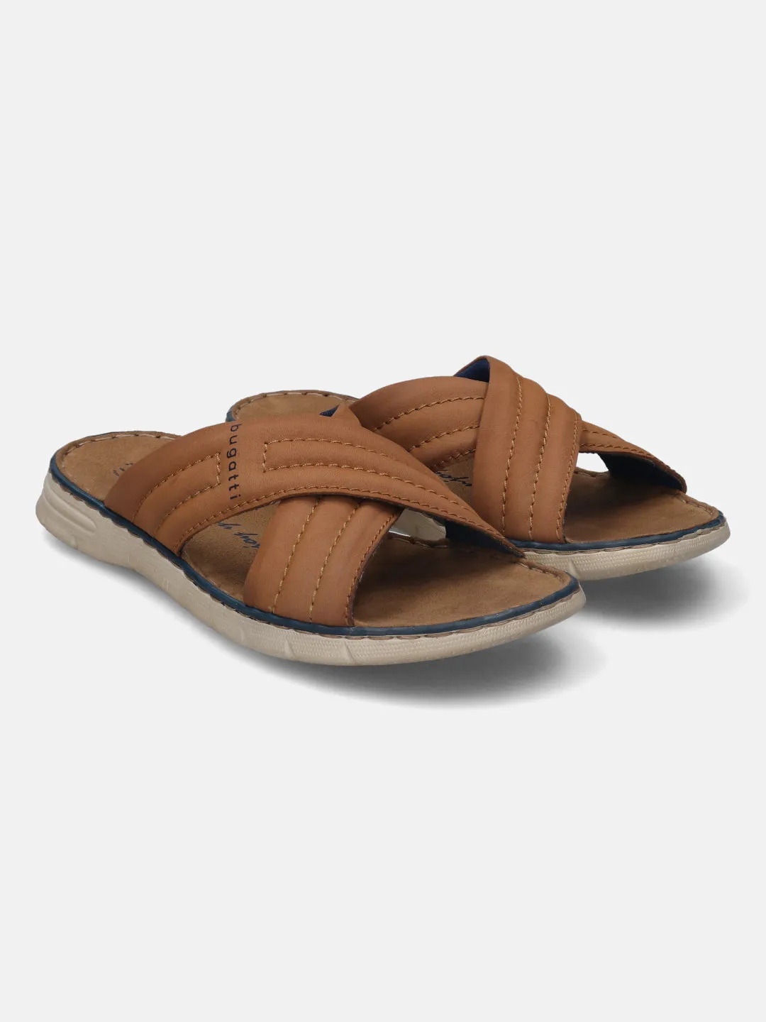 bugatti Cognac Cross Strap Sandals