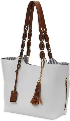 Bulldog Concealed Carry Purse - Braided Tote Style White