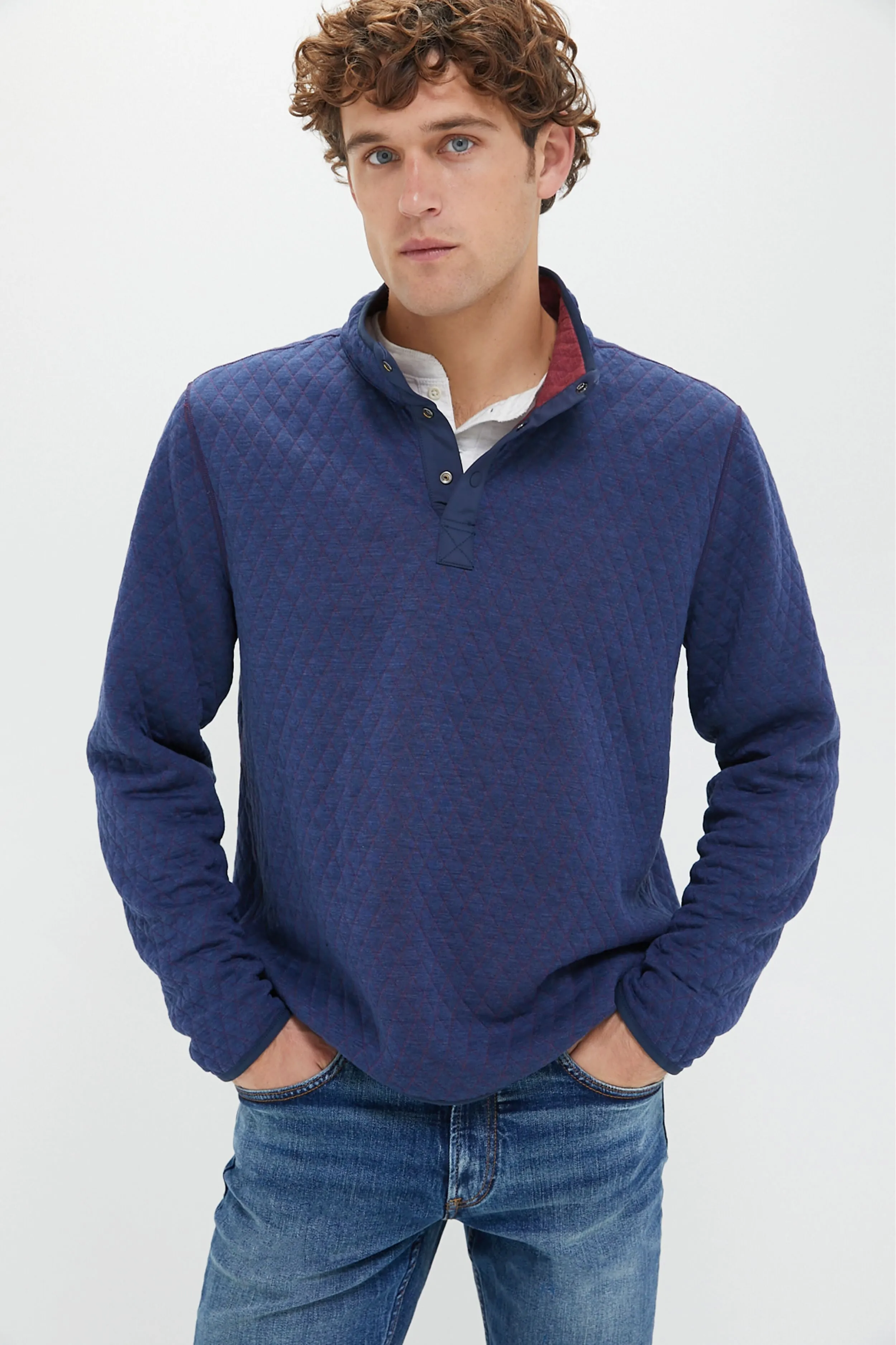 Burgundy Navy Heather Corbet Reversible Pullover