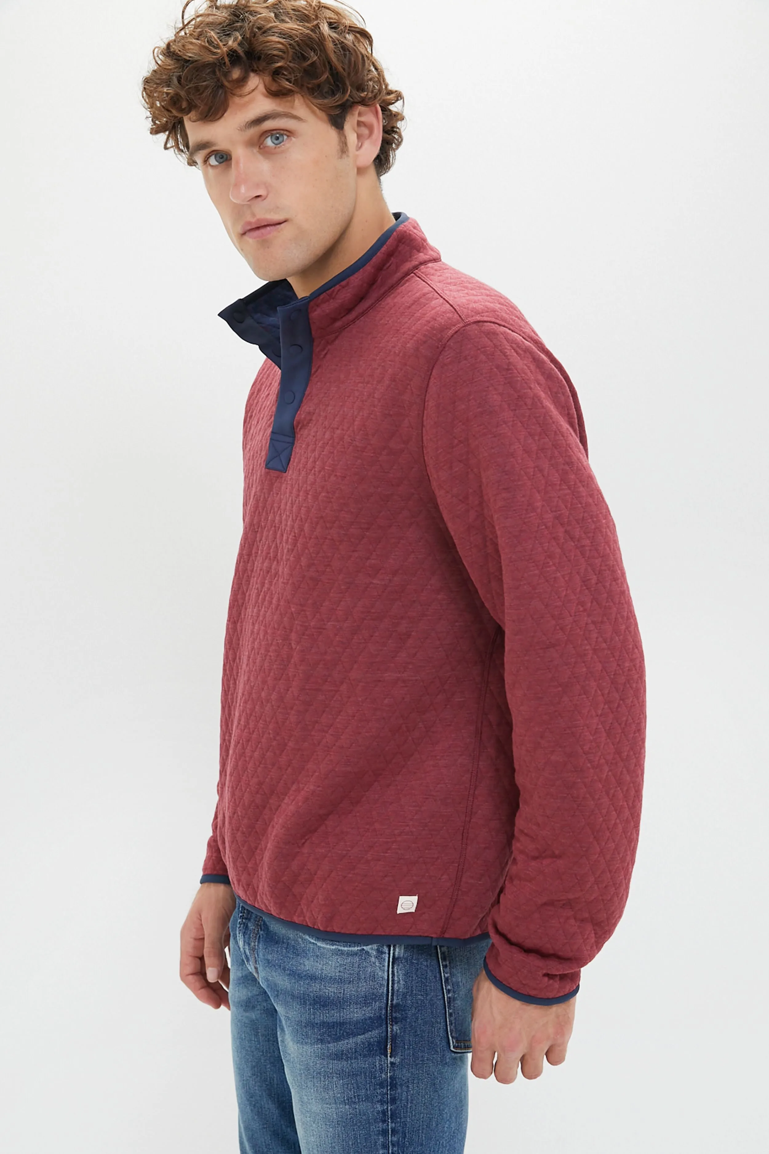 Burgundy Navy Heather Corbet Reversible Pullover