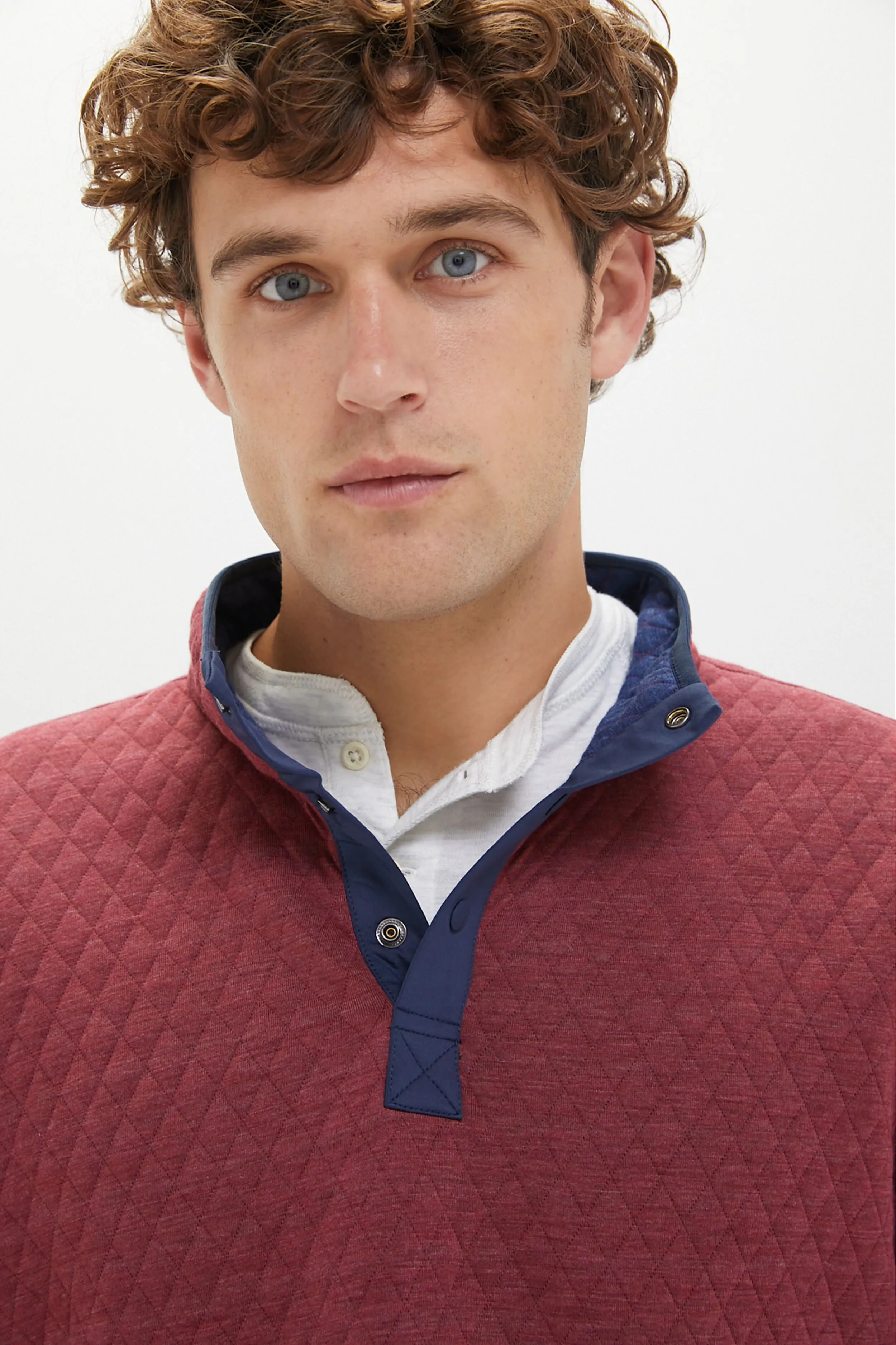 Burgundy Navy Heather Corbet Reversible Pullover