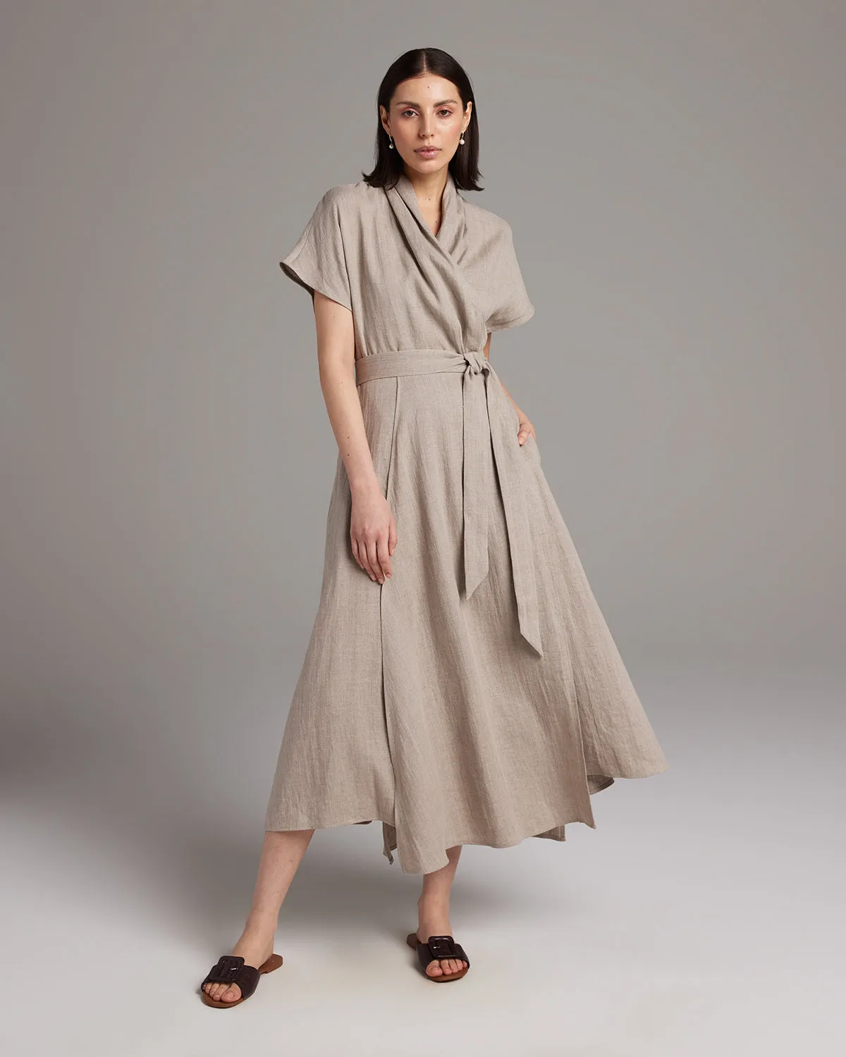 Butterfly Wrap Dress in Linen