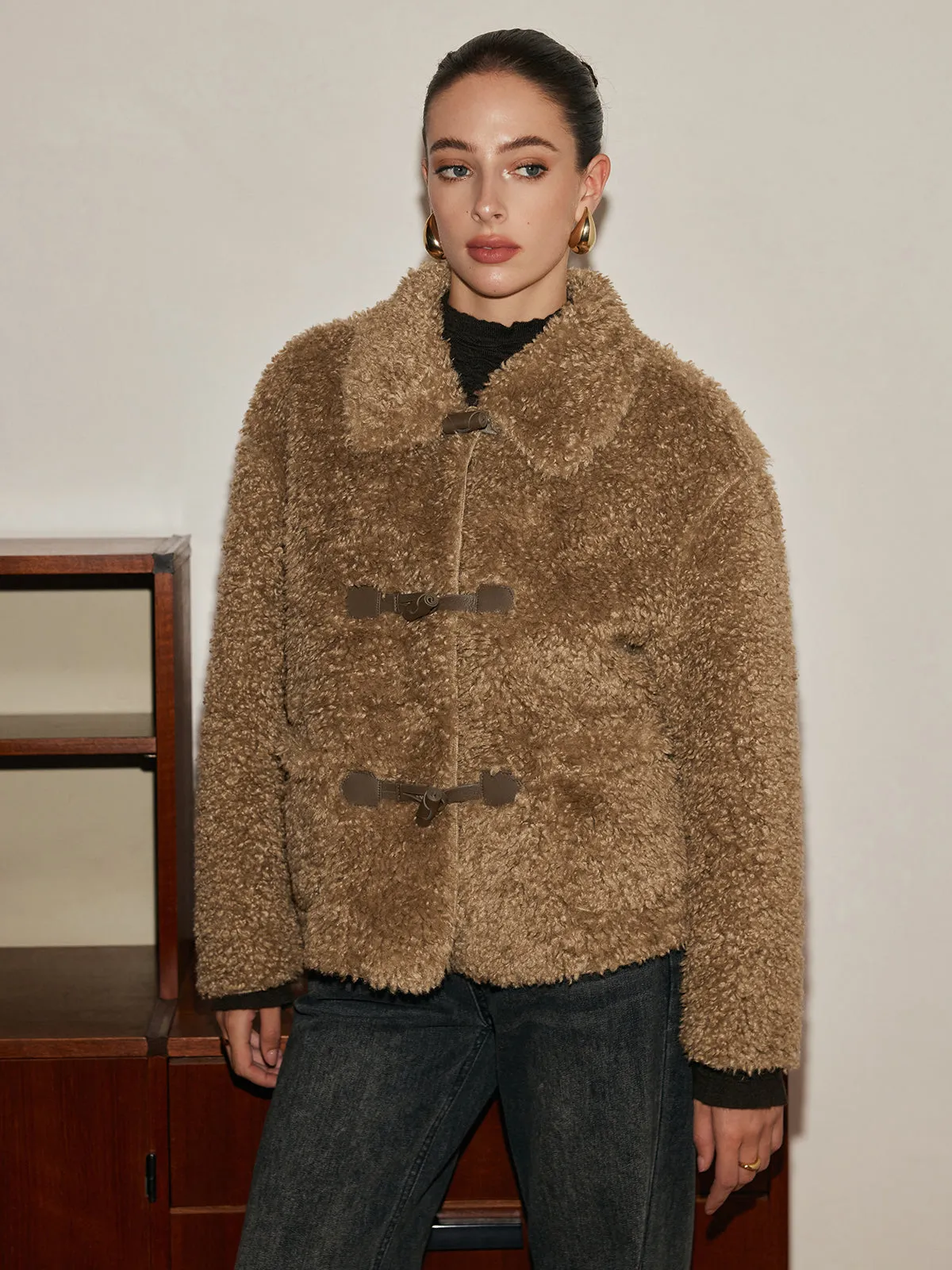 Button Lapel Teddy Jacket