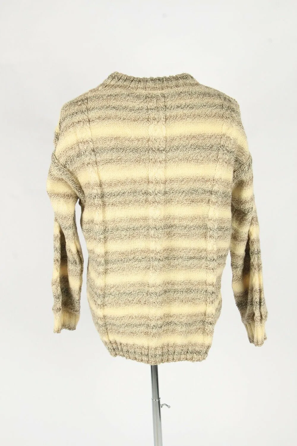 Cable Knit Wool Jumper Vintage Crew Neck Pullover 90s Multi Size L - Pepper Tree London