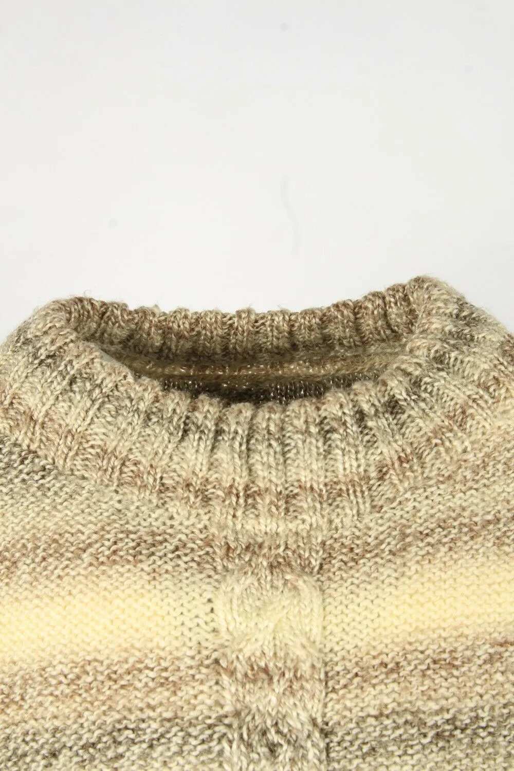 Cable Knit Wool Jumper Vintage Crew Neck Pullover 90s Multi Size L - Pepper Tree London