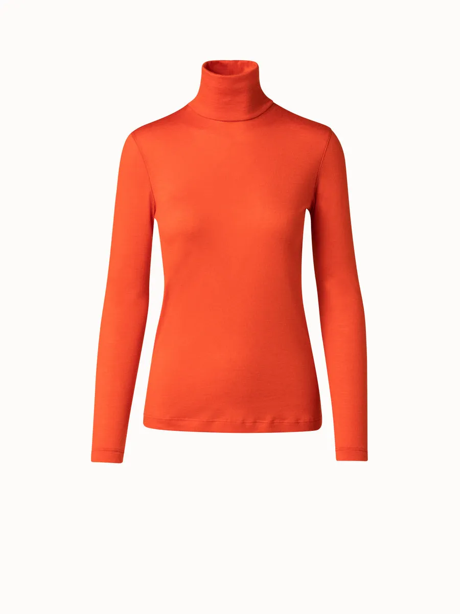 Cashmere Silk Jersey Mock Neck Pullover