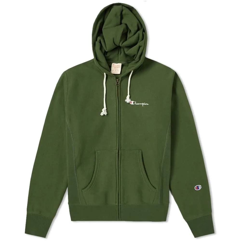 Champion Reverse Weave Zip-Up Script Logo Hoodie – Green (215579-GS536)