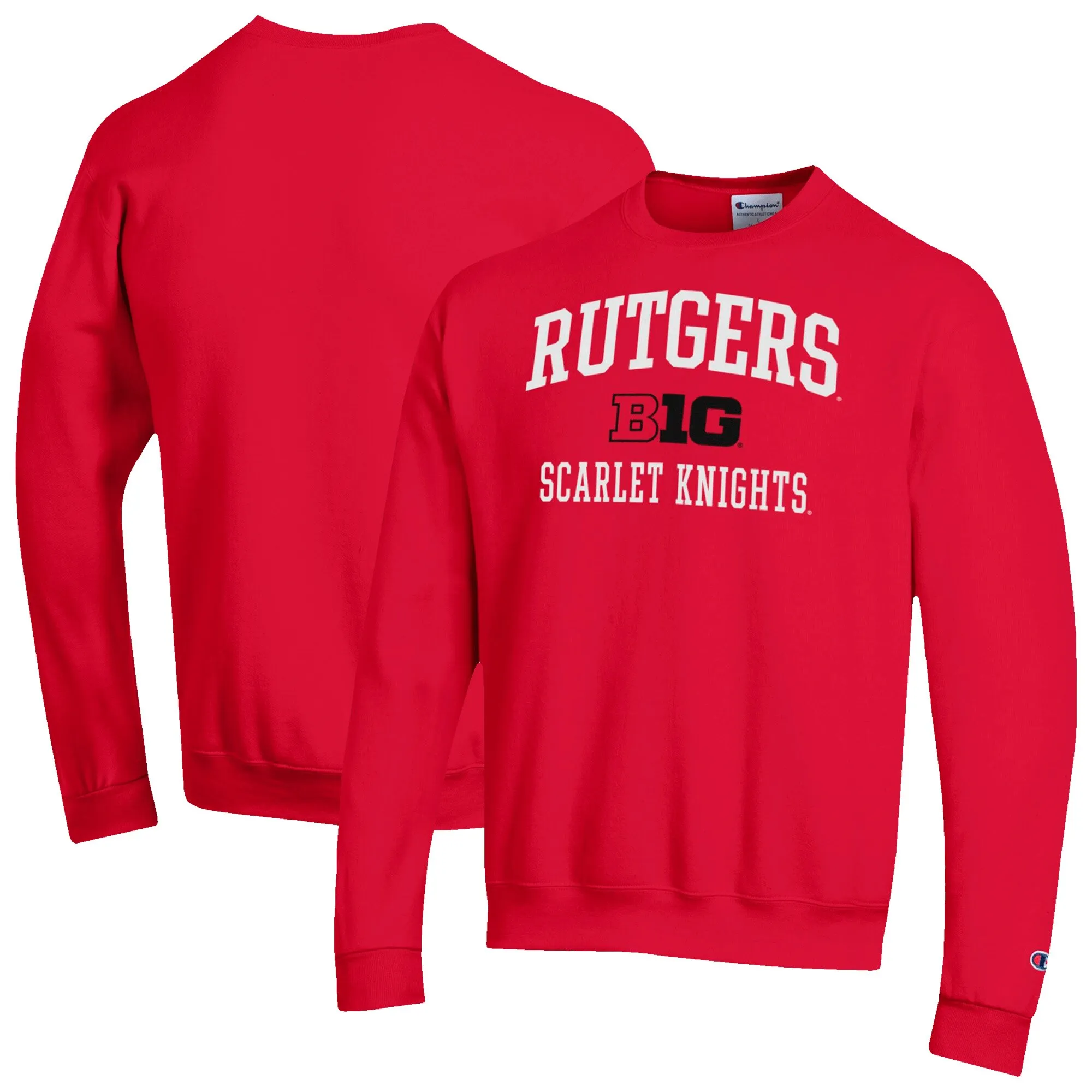 Champion Rutgers Scarlet Knights Scarlet Big Ten Powerblend Pullover Sweatshirt