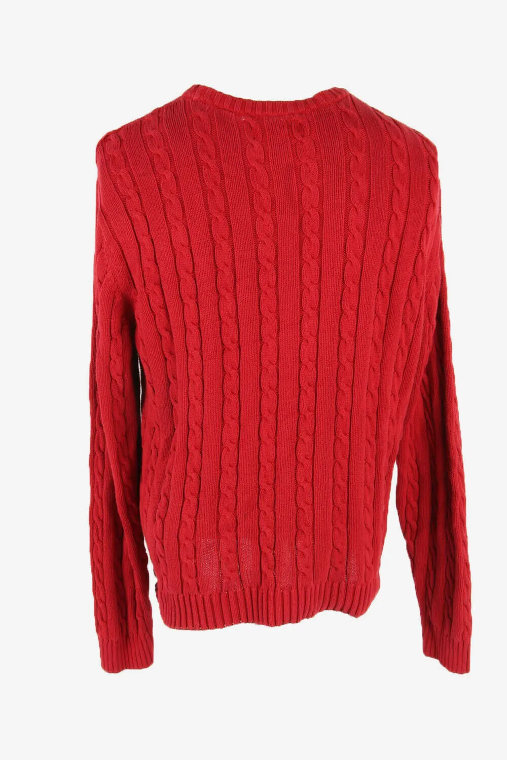 Champs Cable Knit Jumper Vintage Crew Neck Pullover 90s Red Size XL - Pepper Tree London