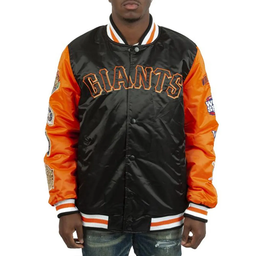 Champs Patches San Francisco Giants Black/Orange Satin Jacket