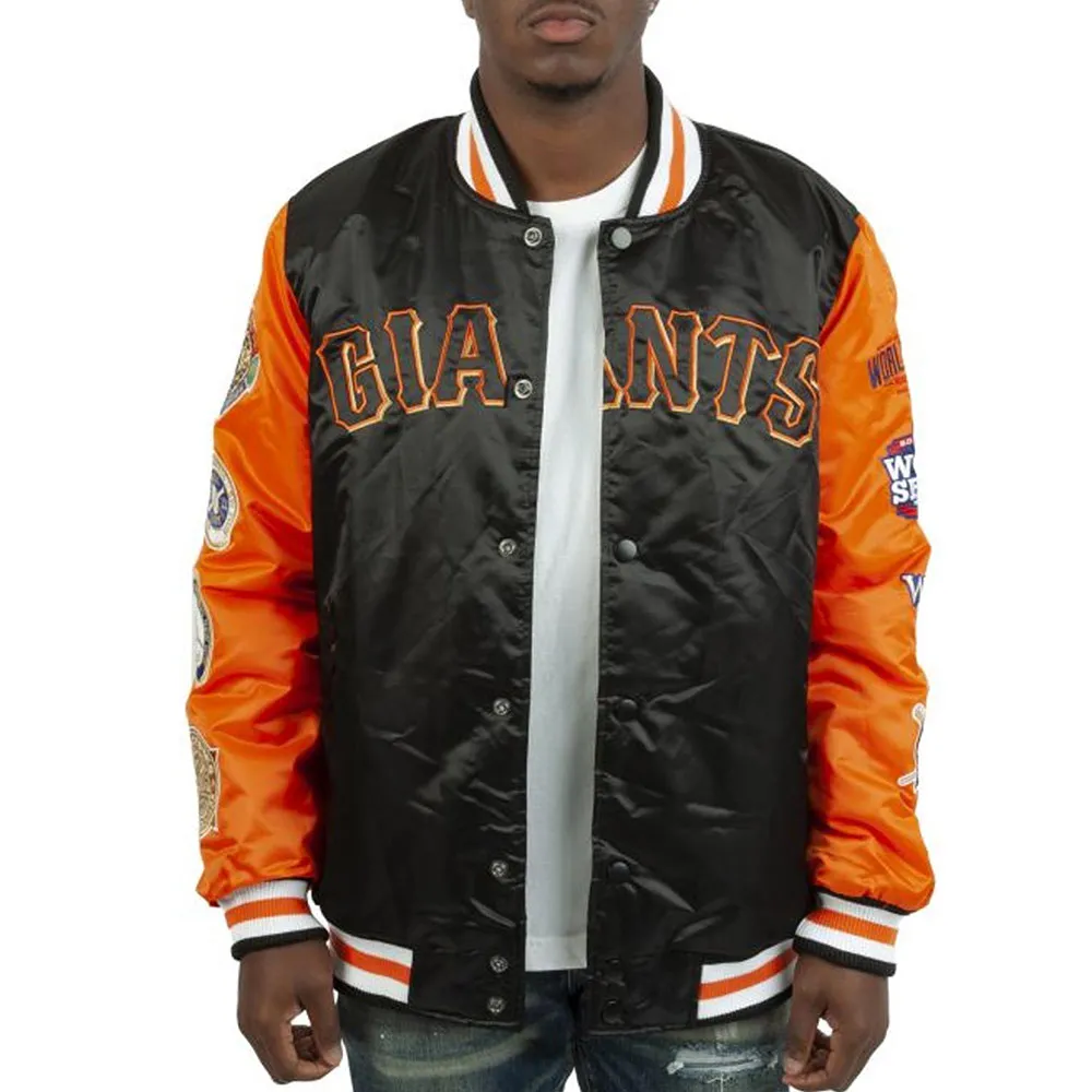 Champs Patches San Francisco Giants Black/Orange Satin Jacket