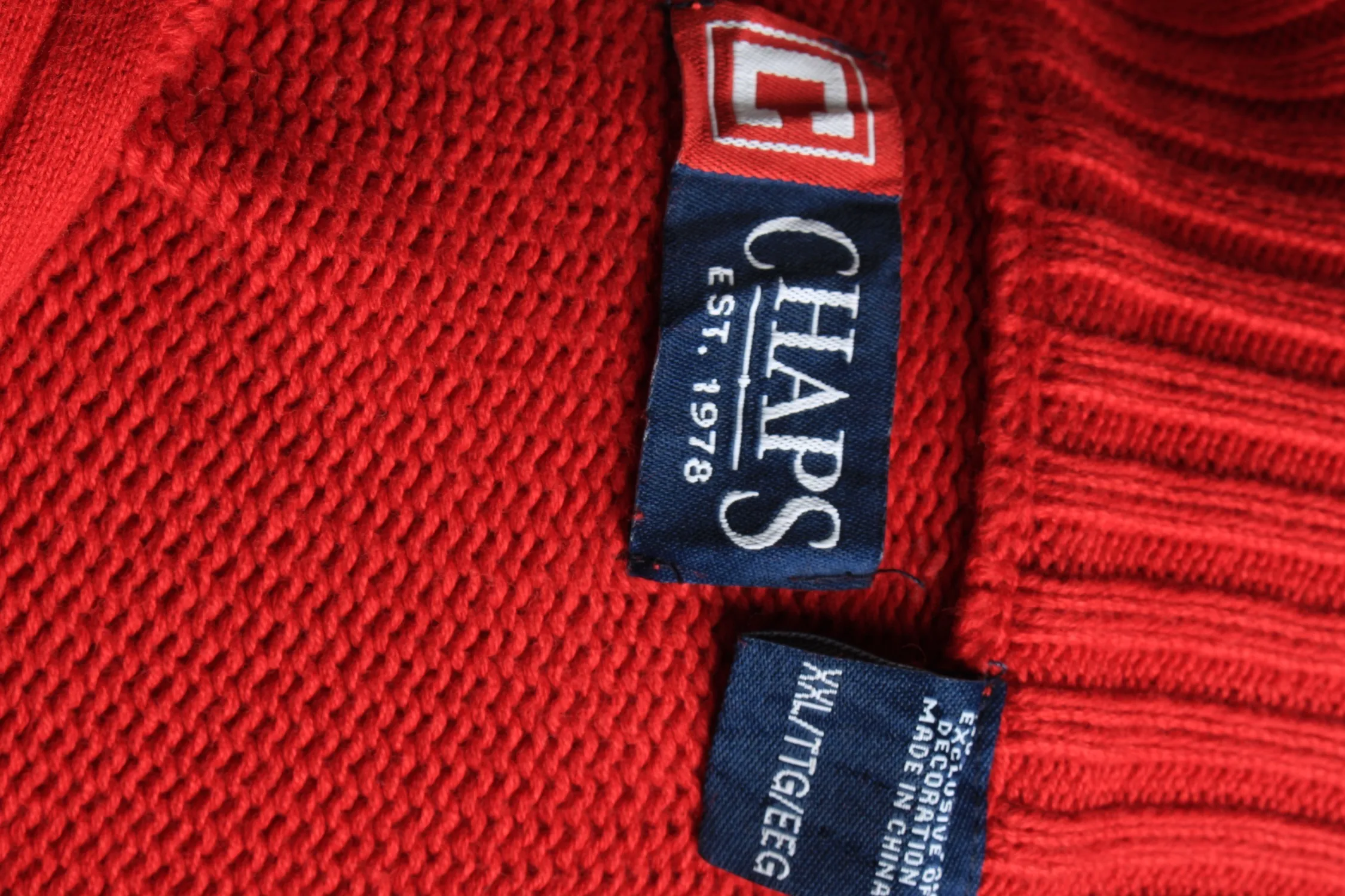 Chaps Half Zip Neck Jumper Pullover 90s Red XXL - Pepper Tree London