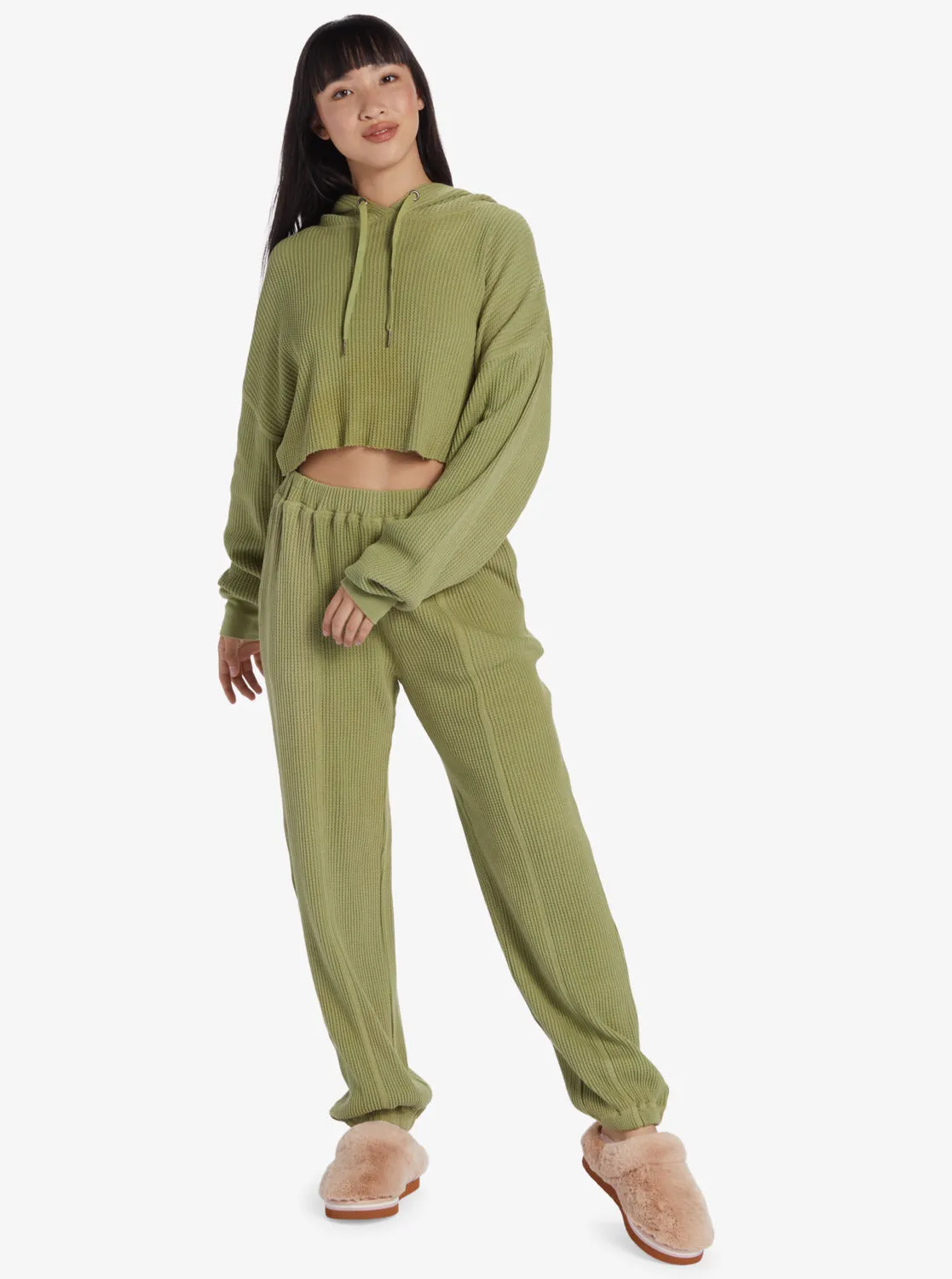 Chloe Kim Off Duty Crop Hoodie - Iguana