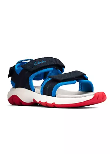 Clarks Boys Expo Sea Toddler G Wide Fitting Blue Multi Sandals | Grattan