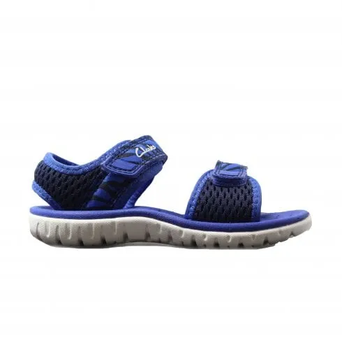 Clarks Surfing Tide Toddler | Navy Combi | Childrens Rip Tape Sandals