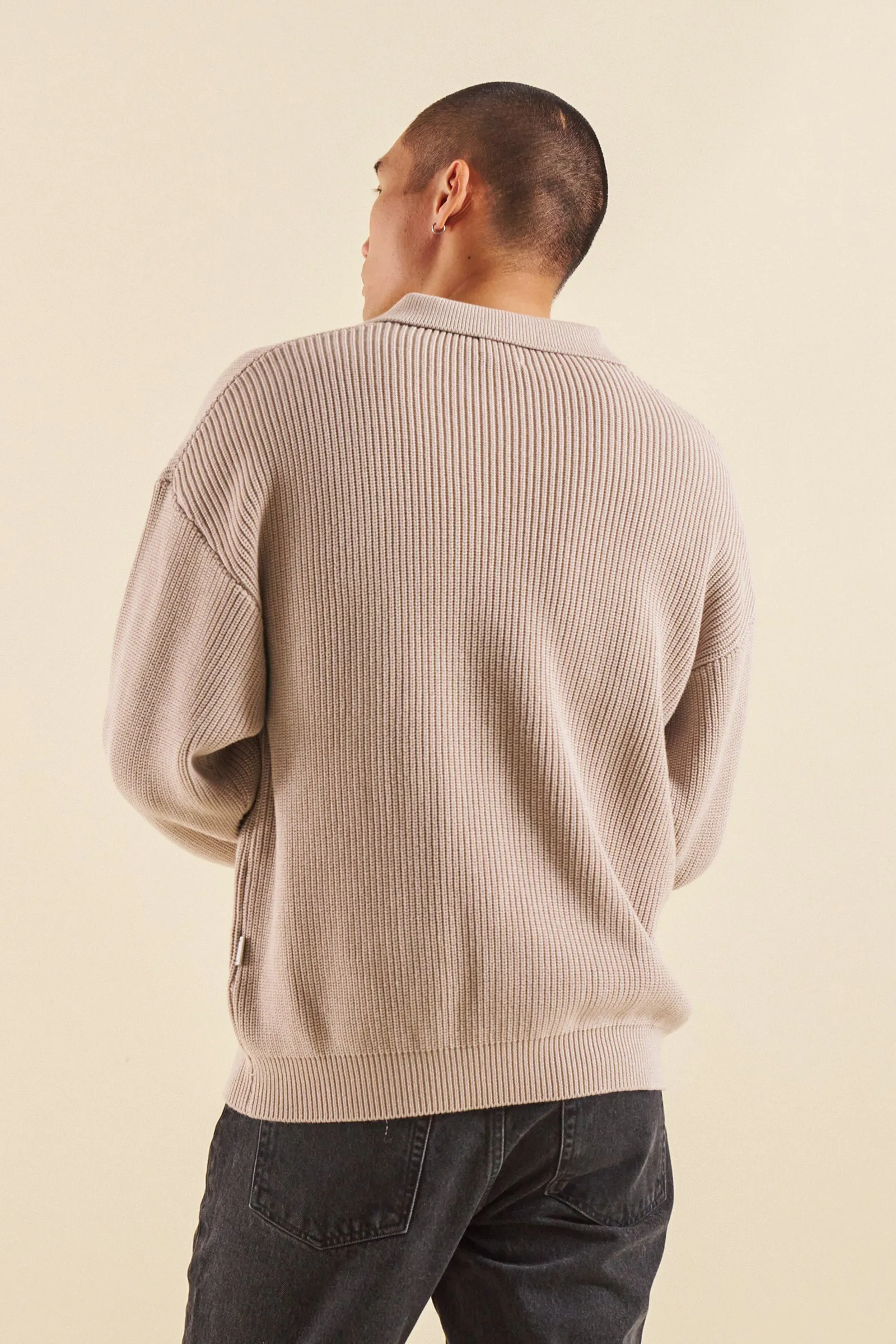 CLOUD GREY HALF ZIP KNIT PULLOVER