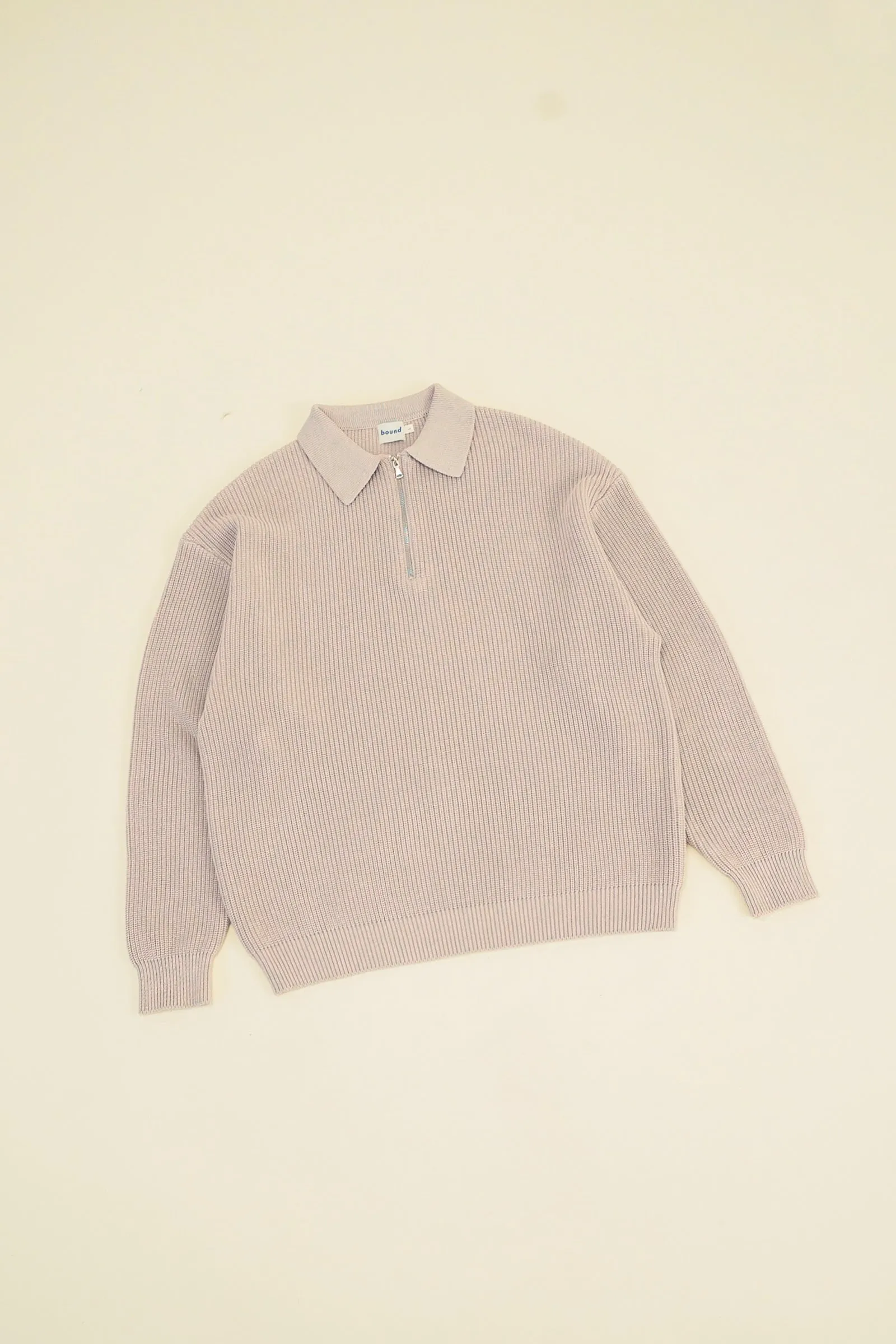 CLOUD GREY HALF ZIP KNIT PULLOVER