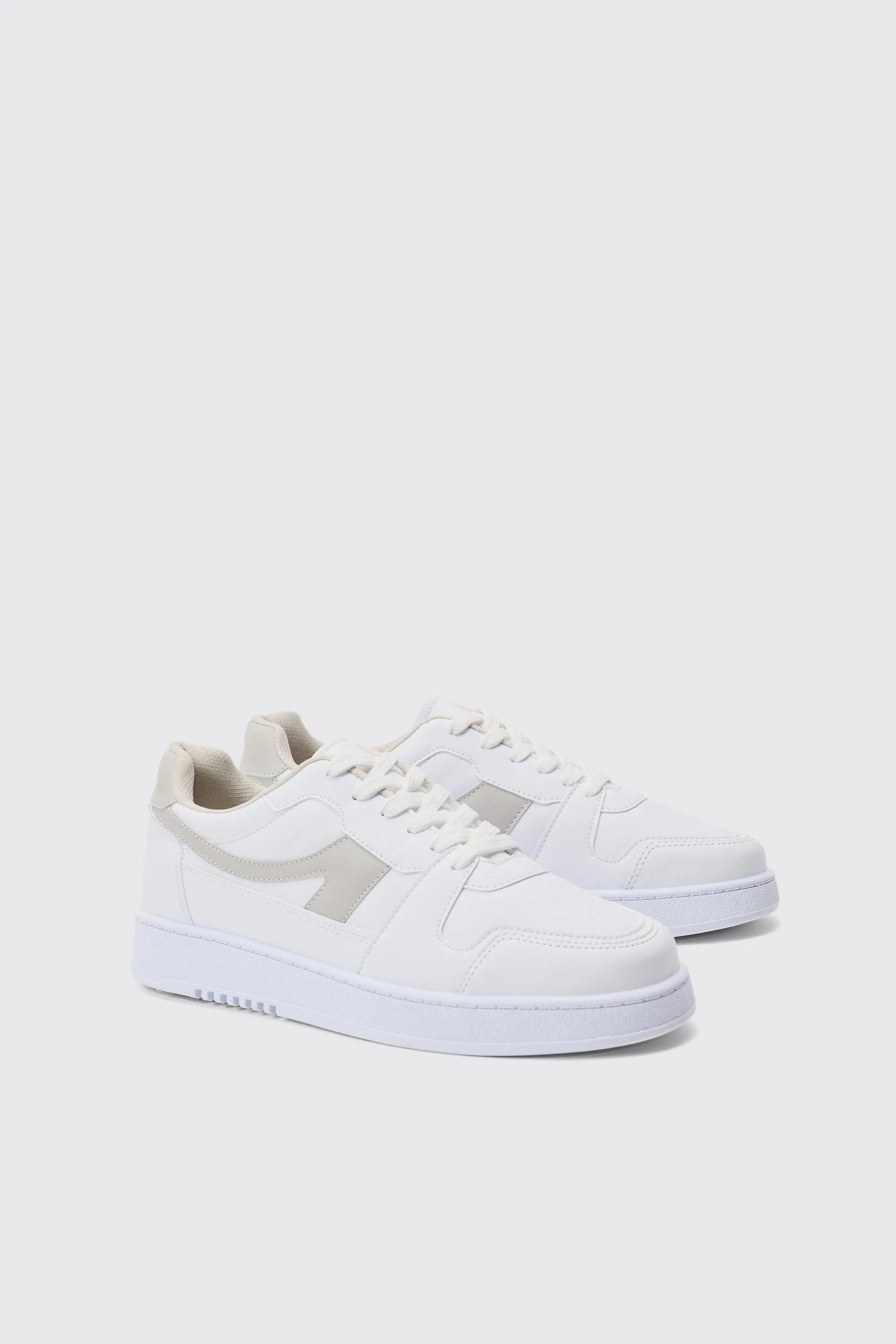 Contrast Panel Chunky Trainers In Stone | boohooMAN UK