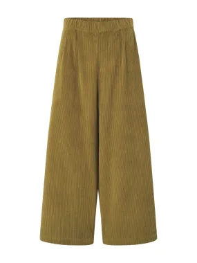 Corduroy Wide Pants - Olive